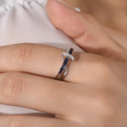 0.63 Karat Pırlanta Safir Yüzük, Doğal Pırlanta, Sertifikalı Mücevher, Beyaz Altın