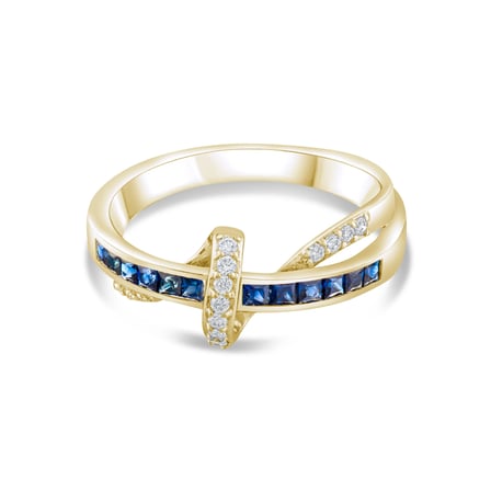 0.63 Karat Pırlanta Safir Yüzük, Doğal Pırlanta, Sertifikalı Mücevher, Sarı Altın
