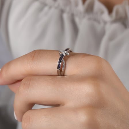 0.63 Karat Pırlanta Safir Yüzük, Doğal Pırlanta, Sertifikalı Mücevher, Sarı Altın