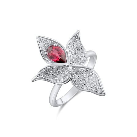 1.27 Karat Pırlanta Rhodolite Yüzük, Doğal Pırlanta, Sertifikalı Mücevher, Beyaz Altın