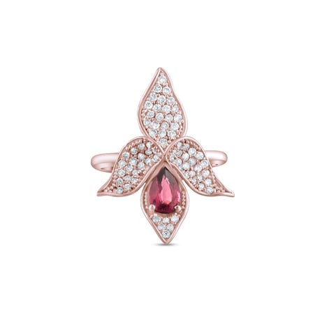 1.27 Karat Pırlanta Rhodolite Yüzük, Doğal Pırlanta, Sertifikalı Mücevher, Rose Altın