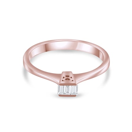 0.20 Karat Baget Pırlanta Yüzük, Doğal Pırlanta, Sertifikalı Mücevher, Rose Altın