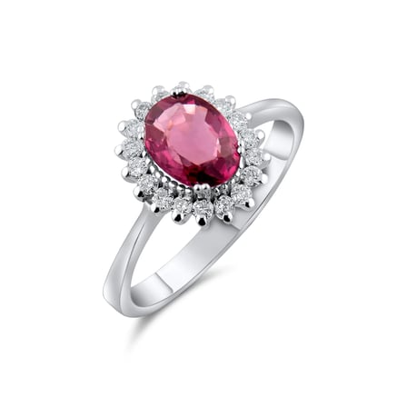 1.54 Karat Pırlanta Rhodolite Yüzük, Doğal Pırlanta, Sertifikalı Mücevher, Beyaz Altın