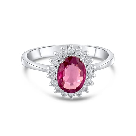 1.54 Karat Pırlanta Rhodolite Yüzük, Doğal Pırlanta, Sertifikalı Mücevher, Beyaz Altın