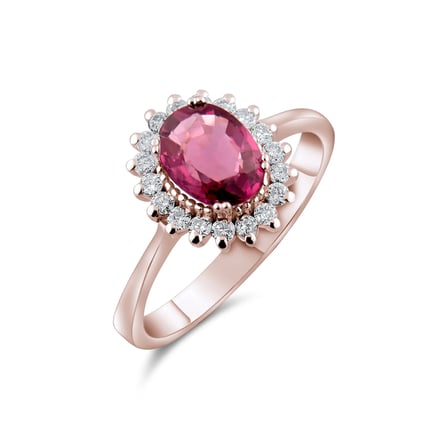1.54 Karat Pırlanta Rhodolite Yüzük, Doğal Pırlanta, Sertifikalı Mücevher, Rose Altın