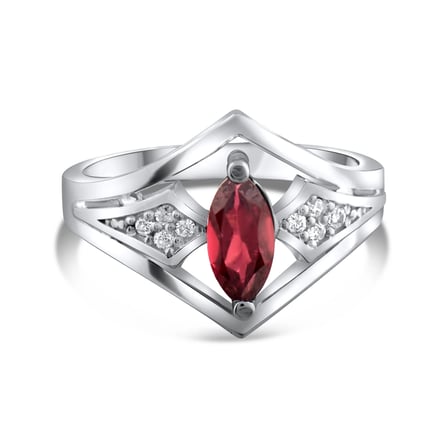 0.68 Karat Pırlanta Garnet Yüzük, Doğal Pırlanta, Sertifikalı Mücevher, Beyaz Altın