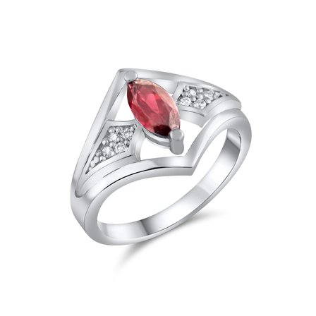 0.68 Karat Pırlanta Garnet Yüzük, Doğal Pırlanta, Sertifikalı Mücevher, Beyaz Altın