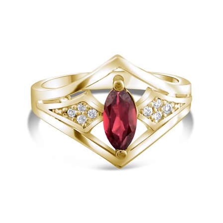 0.68 Karat Pırlanta Garnet Yüzük, Doğal Pırlanta, Sertifikalı Mücevher, Sarı Altın