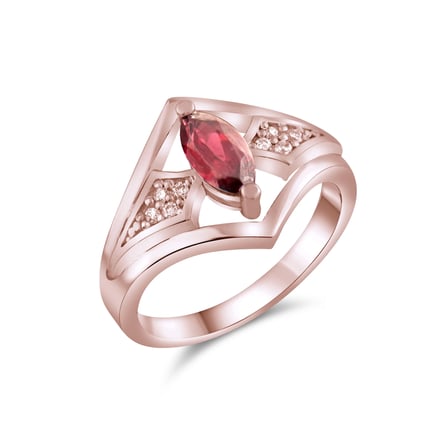 0.68 Karat Pırlanta Garnet Yüzük, Doğal Pırlanta, Sertifikalı Mücevher, Rose Altın