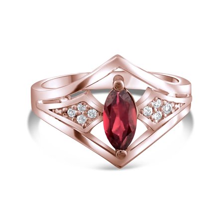 0.68 Karat Pırlanta Garnet Yüzük, Doğal Pırlanta, Sertifikalı Mücevher, Rose Altın
