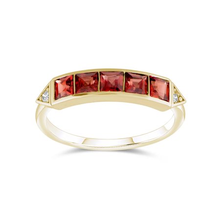 0.83 Karat Pırlanta Garnet Yüzük, Doğal Pırlanta, Sertifikalı Mücevher, Sarı Altın