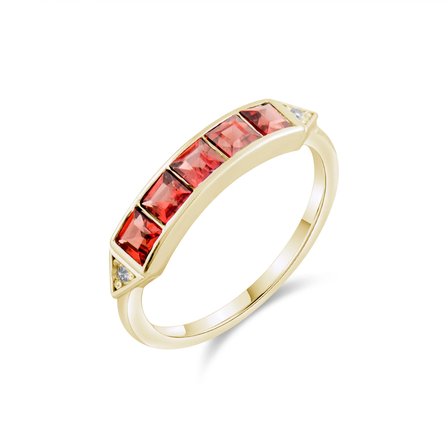 0.83 Karat Pırlanta Garnet Yüzük, Doğal Pırlanta, Sertifikalı Mücevher, Sarı Altın