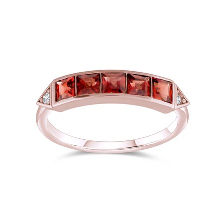 0.83 Karat Pırlanta Garnet Yüzük, Doğal Pırlanta, Sertifikalı Mücevher, Rose Altın