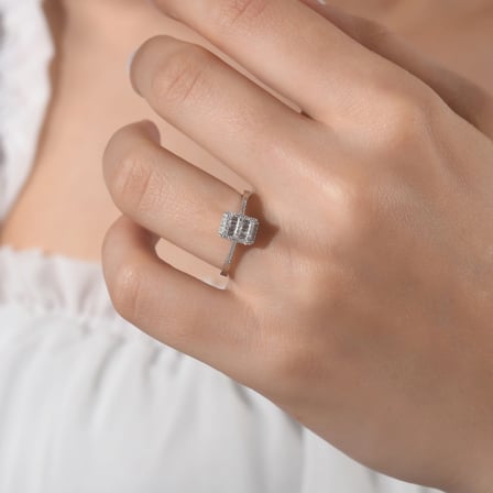 0.16 Karat Baget Pırlanta Yüzük, Doğal Pırlanta, Sertifikalı Mücevher, Sarı Altın