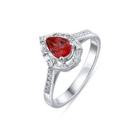 0.99 Karat Pırlanta Garnet Yüzük, Doğal Pırlanta, Sertifikalı Mücevher, Beyaz Altın