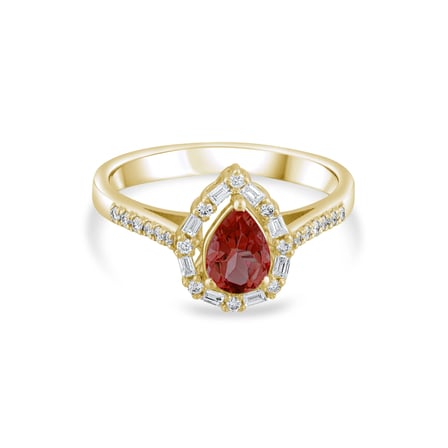 0.99 Karat Pırlanta Garnet Yüzük, Doğal Pırlanta, Sertifikalı Mücevher, Sarı Altın