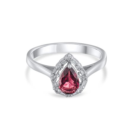 0.86 Karat Pırlanta Rhodolite Yüzük, Doğal Pırlanta, Sertifikalı Mücevher, Beyaz Altın