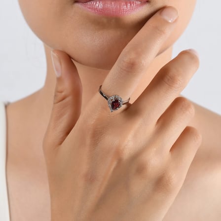 0.86 Karat Pırlanta Rhodolite Yüzük, Doğal Pırlanta, Sertifikalı Mücevher, Sarı Altın