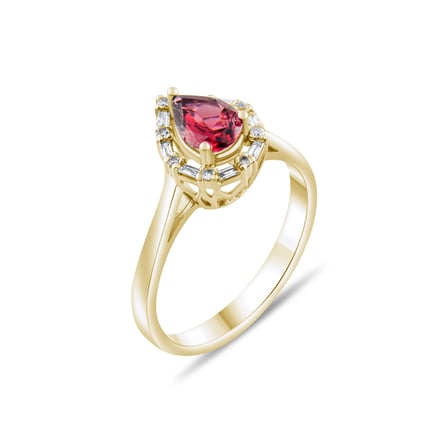 0.86 Karat Pırlanta Rhodolite Yüzük, Doğal Pırlanta, Sertifikalı Mücevher, Sarı Altın