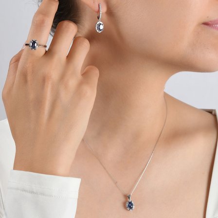 1.15 Karat Pırlanta Safir Yüzük, Doğal Pırlanta, Sertifikalı Mücevher, Beyaz Altın