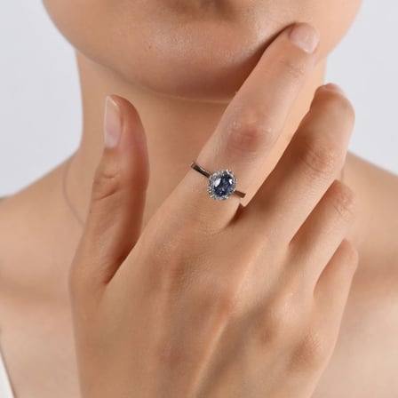 1.15 Karat Pırlanta Safir Yüzük, Doğal Pırlanta, Sertifikalı Mücevher, Beyaz Altın