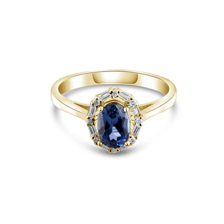 1.15 Karat Pırlanta Safir Yüzük, Doğal Pırlanta, Sertifikalı Mücevher, Sarı Altın