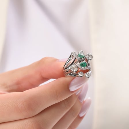 1.50 Karat Pırlanta Zümrüt Yüzük, Doğal Pırlanta, Sertifikalı Mücevher, Rose Altın