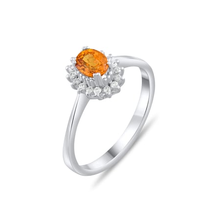 0.69 Karat Pırlanta Sarı Safir Yüzük, Doğal Pırlanta, Sertifikalı Mücevher, Beyaz Altın