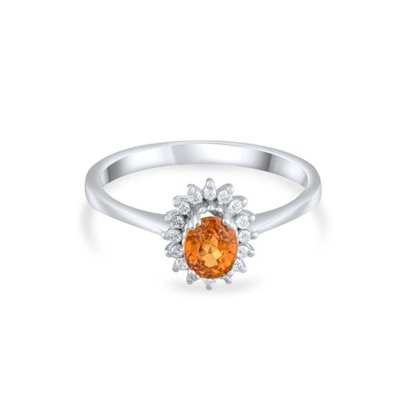 0.69 Karat Pırlanta Sarı Safir Yüzük, Doğal Pırlanta, Sertifikalı Mücevher, Beyaz Altın
