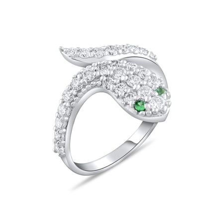 0.69 Karat Pırlanta Yüzük, Yılan Motifli, Doğal Pırlanta, Sertifikalı Mücevher, Beyaz Altın