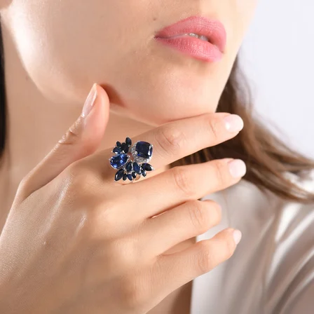 7.47 Karat Pırlanta Safir Yüzük, Doğal Pırlanta, Sertifikalı Mücevher, Beyaz Altın