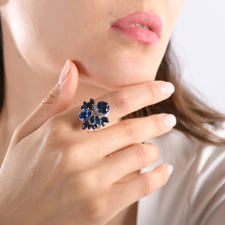 7.47 Karat Pırlanta Safir Yüzük, Doğal Pırlanta, Sertifikalı Mücevher, Sarı Altın