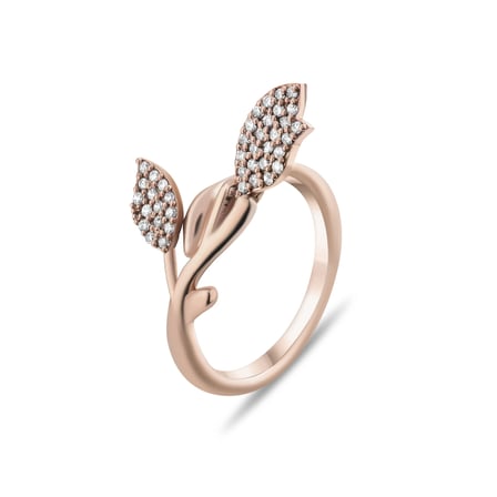 0.26 Karat Pırlanta Yüzük, Yaprak Tasarımlı, Doğal Pırlanta, Sertifikalı Mücevher, Rose Altın
