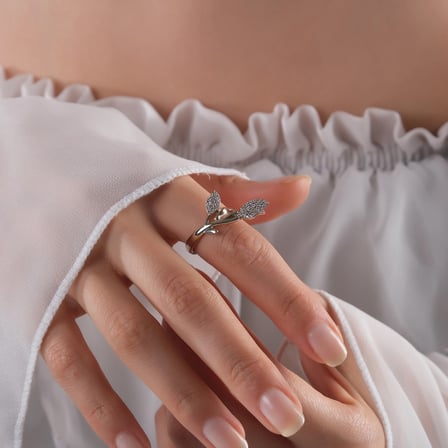 0.26 Karat Pırlanta Yüzük, Yaprak Tasarımlı, Doğal Pırlanta, Sertifikalı Mücevher, Rose Altın