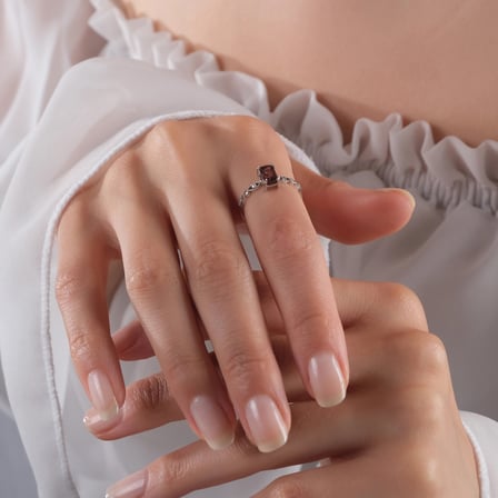 0.88 Karat Pırlanta Rhodolite Yüzük, Doğal Pırlanta, Sertifikalı Mücevher, Sarı Altın
