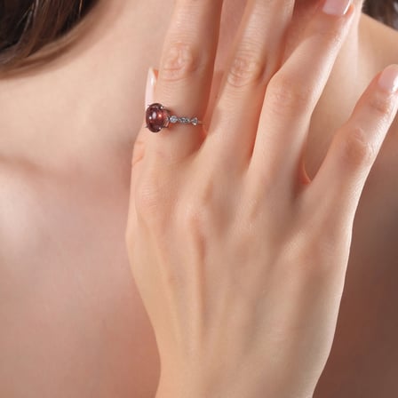 2.67 Karat Pırlanta Rhodolite Yüzük, Doğal Pırlanta, Sertifikalı Mücevher, Beyaz Altın