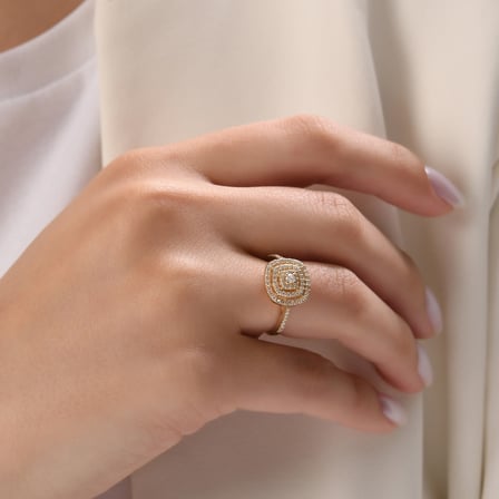 0.32 Karat Pırlanta Yüzük, Doğal Pırlanta, Sertifikalı Mücevher, Sarı Altın