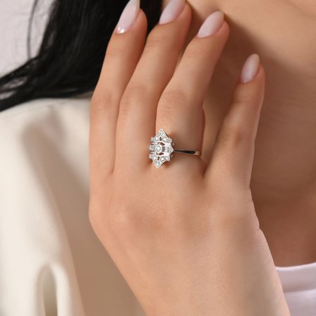 0.14 Karat Pırlanta Yüzük, Doğal Pırlanta, Sertifikalı Mücevher, Beyaz Altın