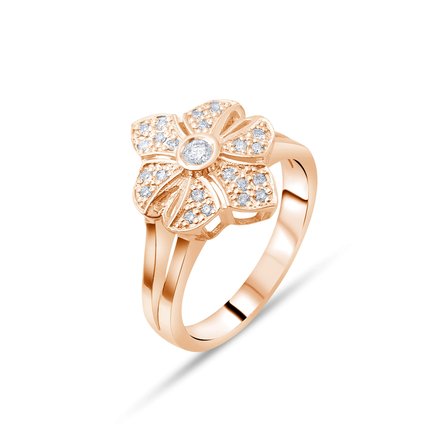 0.15 Karat Pırlanta Yüzük, Doğal Pırlanta, Sertifikalı Mücevher, Rose Altın