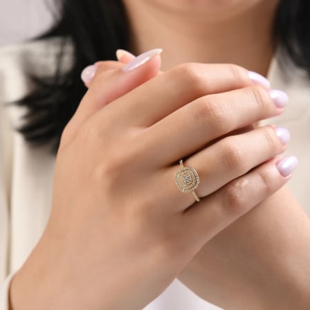 0.46 Karat Pırlanta Yüzük, Doğal Pırlanta, Sertifikalı Mücevher, Sarı Altın