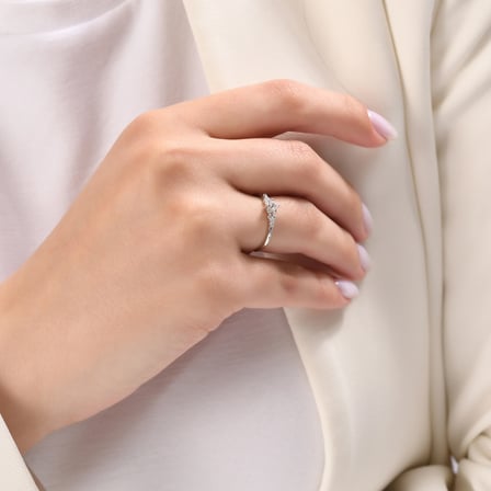 0.27 Karat Pırlanta Safir Yüzük, Doğal Pırlanta, Sertifikalı Mücevher, Sarı Altın