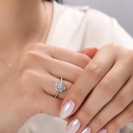 0.50 Karat Pırlanta Yüzük, Doğal Pırlanta, Sertifikalı Mücevher, Beyaz Altın