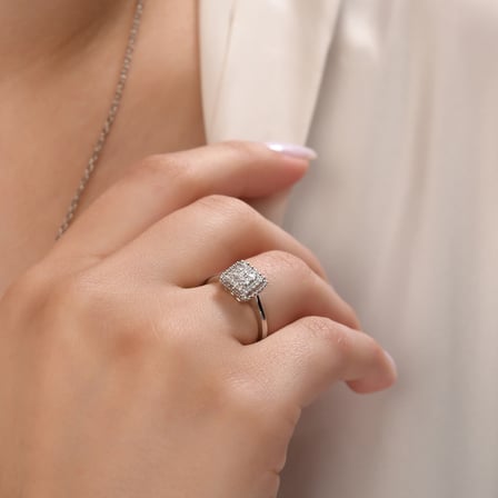 0.23 Karat Pırlanta Yüzük, Doğal Pırlanta, Sertifikalı Mücevher, Beyaz Altın