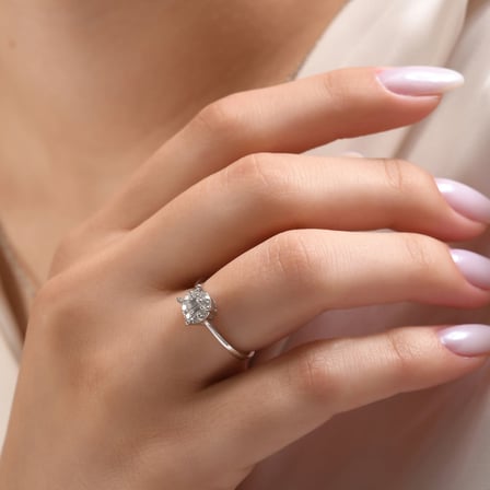 0.20 Karat Baget Pırlanta Yüzük, Doğal Pırlanta, Sertifikalı Mücevher, Beyaz Altın