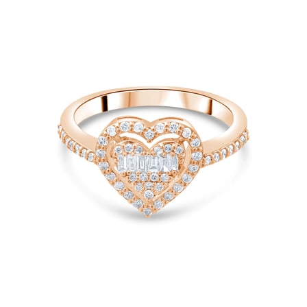 0.23 Karat Baget Pırlanta Yüzük, Doğal Pırlanta, Sertifikalı Mücevher, Rose Altın