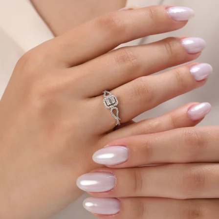 0.32 Karat Baget Pırlanta Yüzük, Doğal Pırlanta, Sertifikalı Mücevher, Rose Altın