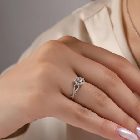 0.32 Karat Baget Pırlanta Yüzük, Doğal Pırlanta, Sertifikalı Mücevher, Rose Altın