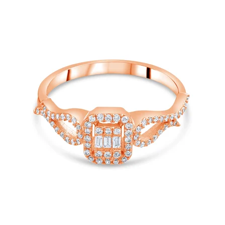 0.32 Karat Baget Pırlanta Yüzük, Doğal Pırlanta, Sertifikalı Mücevher, Rose Altın