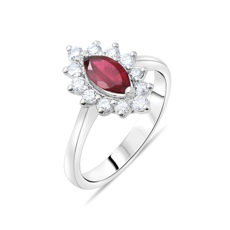 1.55 Karat Pırlanta Rhodolite Yüzük, Doğal Pırlanta, Sertifikalı Mücevher, Beyaz Altın