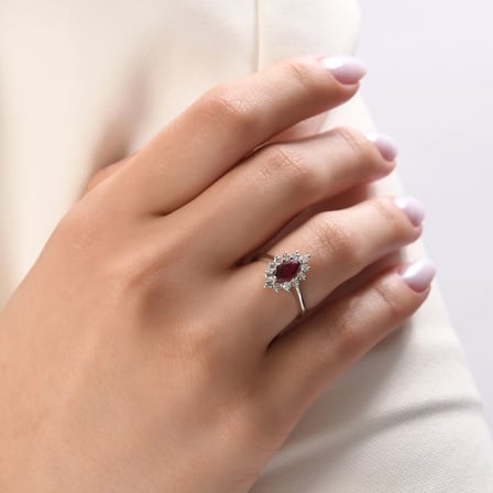 1.55 Karat Pırlanta Rhodolite Yüzük, Doğal Pırlanta, Sertifikalı Mücevher, Sarı Altın